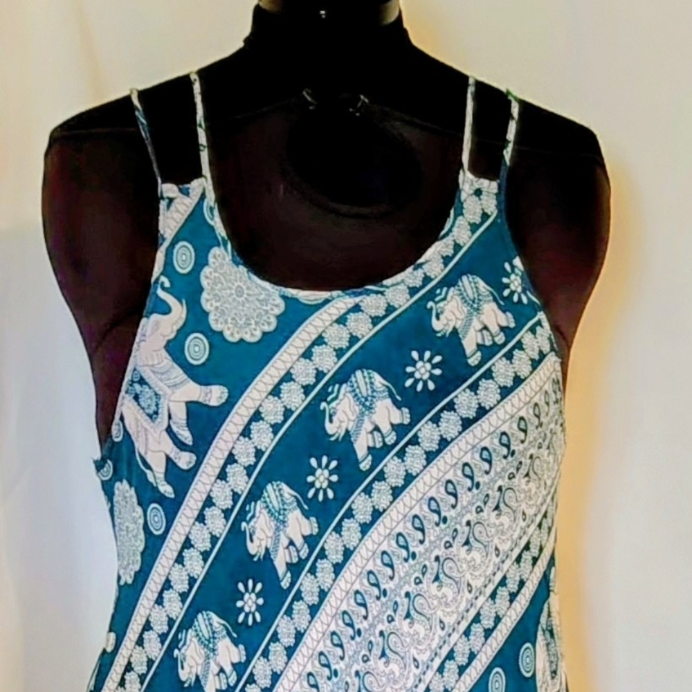 Teal Elephant-Print Spaghetti-Strap Camisole